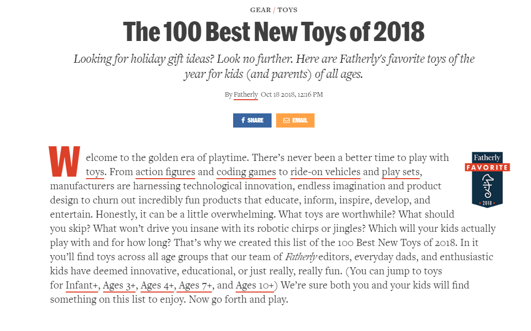100 best toys 2018